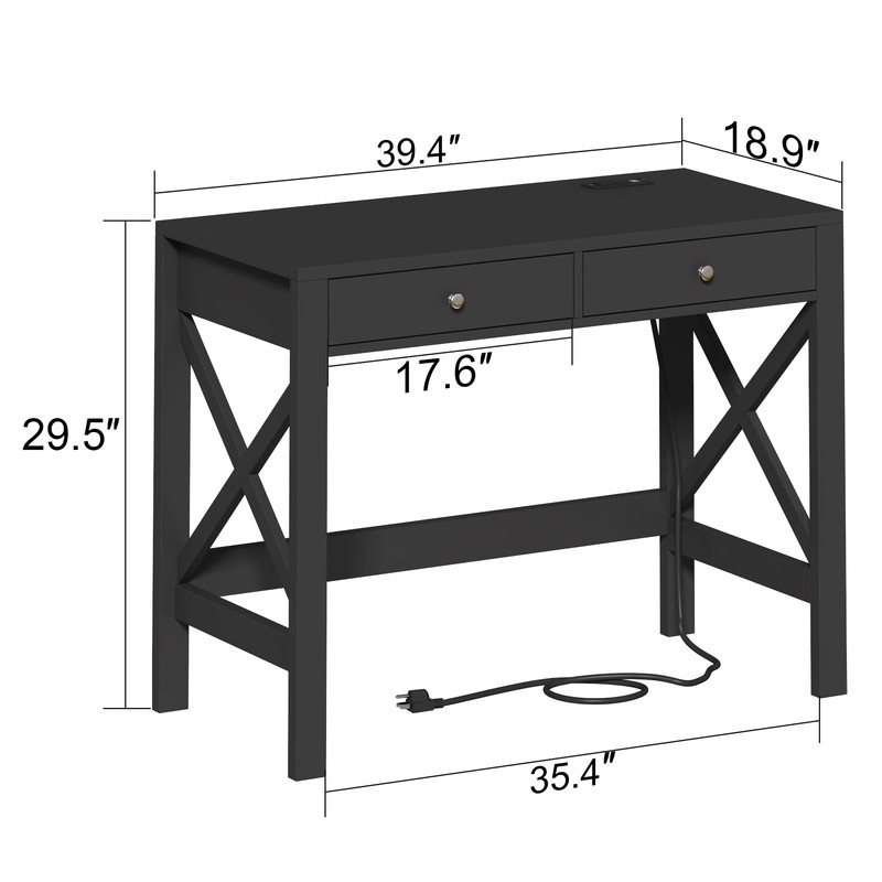 ChooChoo Computer Desk with USB Charging Ports and Power Outlets,