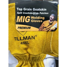 Tillman White/Gold XL Split Cowhide Leather Welding & Heat-Resistant Gloves 49XL