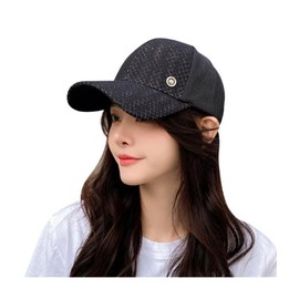 G-tiamo Women's Glittering Glitter Stone Cap, Mesh, Cute, Deep, Small Face, UV UV Hat, Black