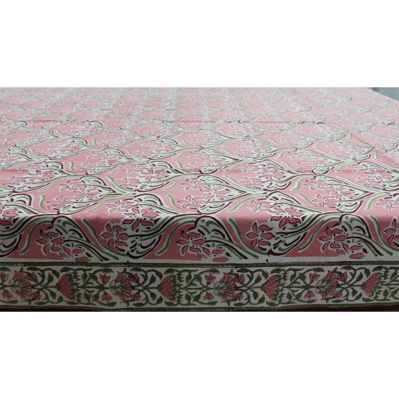 Mango Gifts Indian Hand Block Print 100% Cotton Floral Pink