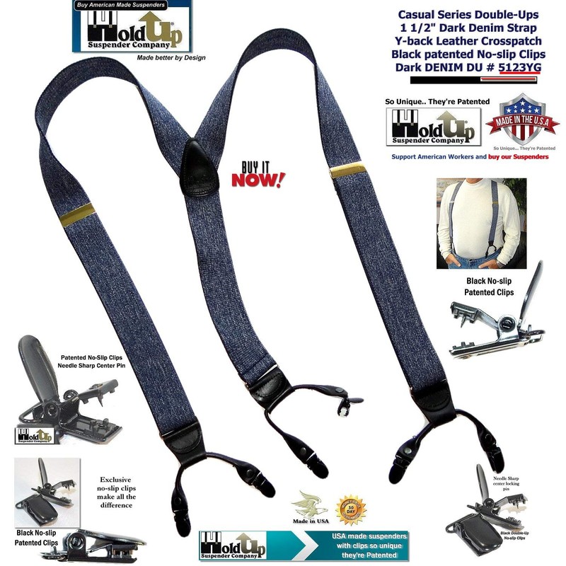 Tirantes de doble clip con doble clip, color azul oscuro,
