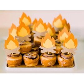 25PCS Campfire Cupcake Toppers, Camping Theme Party Supplies, Bonfire Party Decor, Camping Theme Party, Lumberjack Party Decor, Camp Fire Toppers