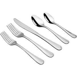 KOOMADE AUDREY 40-Piece Silverware Set Service for 8, Mirror Polished Flatware Set with Dinner, Salad Fork, Knife, Spoon, Teaspoon - Dishwasher Safe for Home Kitchen Dining