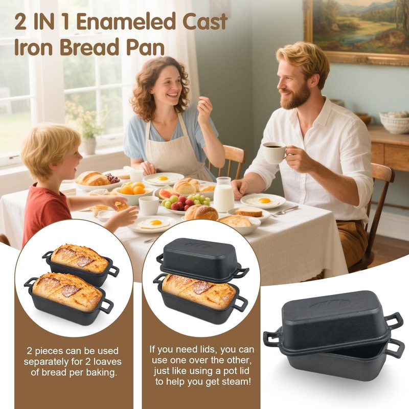 Demine Cast Iron Loaf Pan with Lid 9x5 Inch –