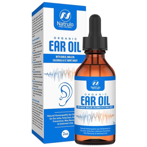 Organic Ear Oil for Ear Infection - Natural Eardrops for Earache Prevention, Swimmer's Ear & Wax Removal - Kids, Adults, Baby, & Dog Earache Remedy - with Mullein, Garlic, Calendula Made in USA (2 Oz)