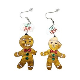 Christmas Theme Earrings Acrylic Cute Gingerbread Drop Dangle Earrings-Gingerbread B