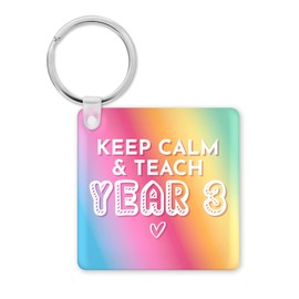 Funny Novelty Keyring Gift | Teacher Key Ring Work Colleague Leaving Work Present | Teach Year 3 | Key Accessory Silly Joke | KBH113