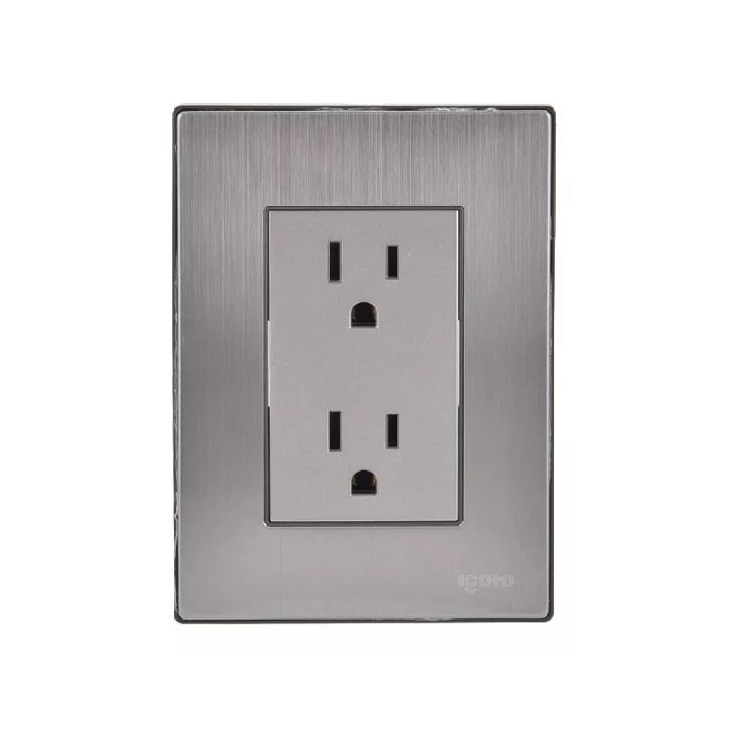 iGoto Paquete 10 Pzs, Placa Inox Contacto Dúplex, Acero Inoxidable