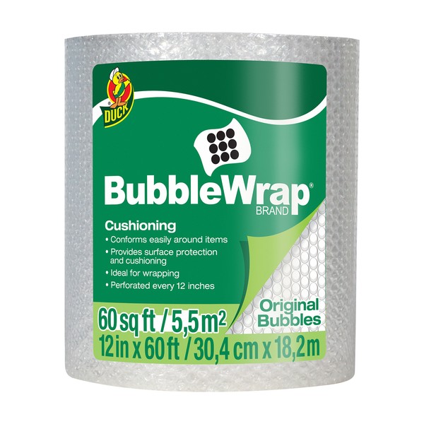 Duck Brand Bubble Wrap Original Cushioning, 12" Widex60' Long, Single