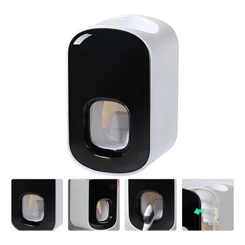 Exprimidor Automático Doble Pasta Dientes Práctico Mon Negro