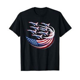 American Flag Jets Flyover Patriotic Military Pride T-Shirt