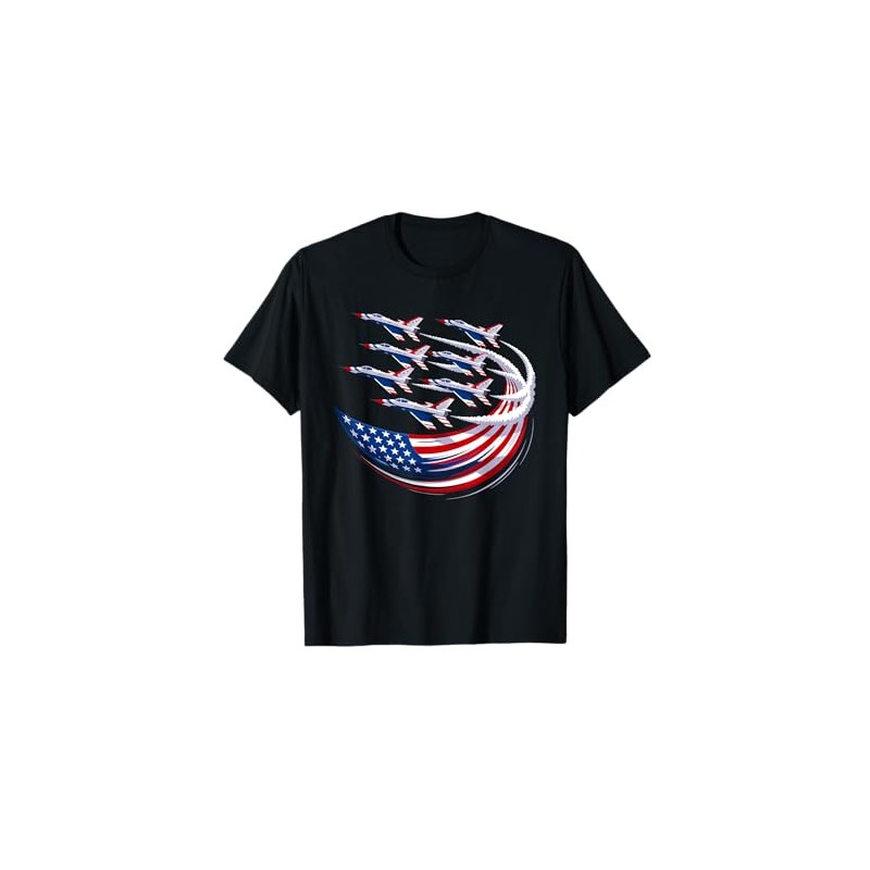 American Flag Jets Flyover Patriotic Military Pride T-Shirt