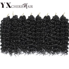 8 Packs Curly Crochet Hair GoGo Curl Crochet hair for Women Deep Wave Braiding hair,Synthetic Bohemian Crochet Braid Water Wave Crochet hair Extensions (12inch, 1B)