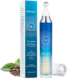 5% Caffeine Eye Serum Roller, Under Eye Cream For Dark Circles And Puffiness, Eye Serum Anti Aging With 360° Massage Ball Reduce Eye Bags, Under Eye Serum Reduce Wrinkles And Fine Lines