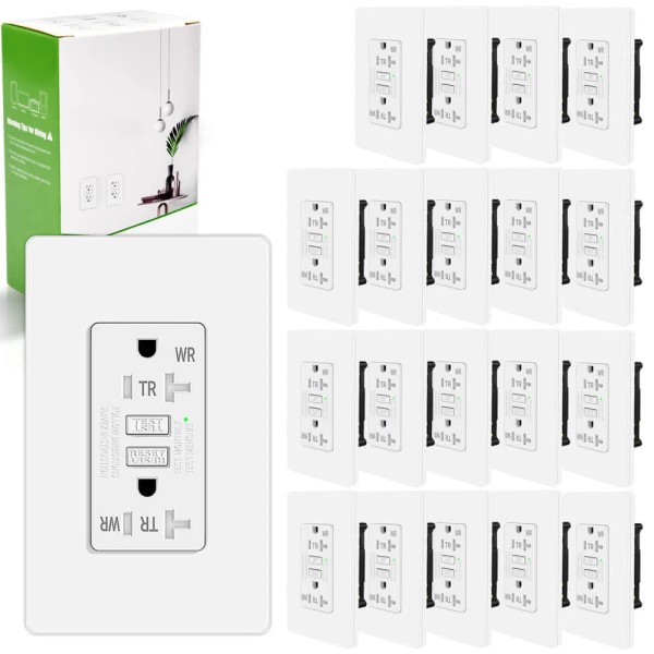 Unbranded 20× GFCI GFI White Outlet Ground Fault Circuit Interrupt