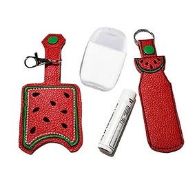 Watermelon Hand Sanitizer Holder keyhain and/or lip Balm Holder Key chain