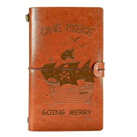 Wazzio Anime Notebook Leather Travel Journal, 136 Page Refillable Notebook for Men Women, Vintage Writing Diary, Birthday Gift for Travelers Professionals