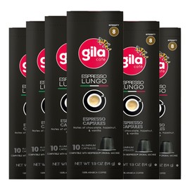 GILA Café Espresso Lungo Aluminum Coffee Capsules – Medium Roast Coffee Pods Compatible with Nespresso Original Machines – 100% Mexican Arabica with Hazelnut & Vanilla Notes, 60 Count