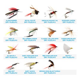 YZD Fly Fishing Flies Kit Fly Assortment Trout Bass Fishing with Waterproof Fly Box, 60/110/118/120/180/225pcs with Dry/Wet Flies, Nymphs, Streamers (120pcs Deluxe Box)