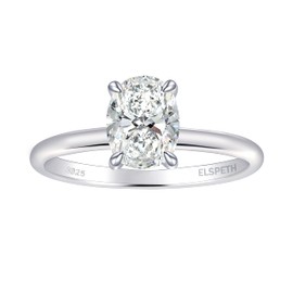 Elspeth 925 Sterling Silver Oval Engagement Rings 1.5CT Oval Cut Solitaire Cubic Zirconia Wedding Promise Rings for Women Size 5.5