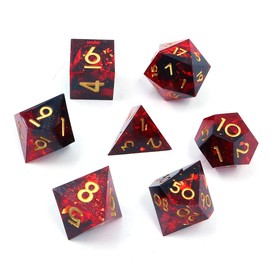 DollaTek Upscale Resin Transparent Dnd dice set Polyhedral Dice rpg dice dados rol D4 D6 D8 D10 D12 D20 Dice Set - Red