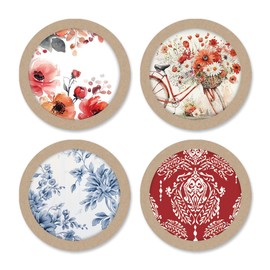 Current Cheerful Vibes Seals (4 Designs) - Set of 24 Envelope Stickers, 1.5 inches Diameter, for Cards, Presents, and Crafts