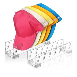YORSTON Hat Stand for Baseball Caps,2 Pack Acrylic Hat Organizer for 14 Baseball Caps Storage Organizer,Hat Racks for Caps Display and Organizer for Bedroom, Closet, Dresser, Office(Clear)