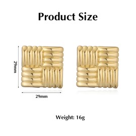 TTPSRY Women's Earrings Square Textured Stud Earrings for Everyday and Business Occasions Stylish Commuters, Titanium, No Gemstone