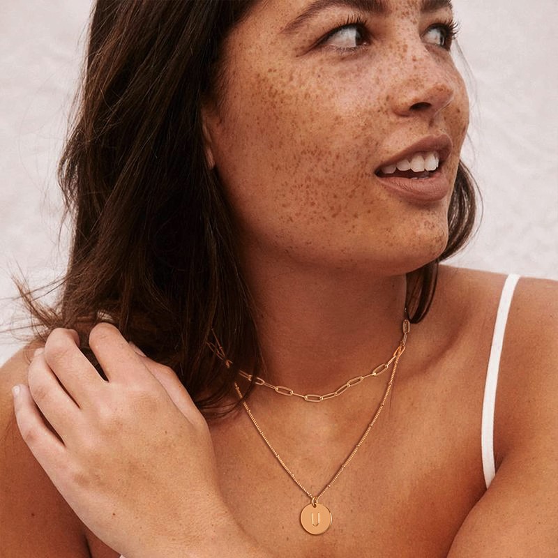 Fettero Necklace Chain Metal Allergy-Friendly Necklace Popular 14K Gold A-Z