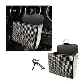 Augeny Car Vent Storage Organizer, Rhinestone Car Vent Leather Pocket, Auto Storage Box for Sunglasses Phone Coin Key, Sparkly Dashboard Pocket Car Accessories for Women Girls (Colorful)