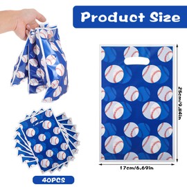 40 Pcs Plastic Baseball Party Gift Bags Baseball Themed Light Baseballs Goodie Treat Candy Bags Blue Snack Bags