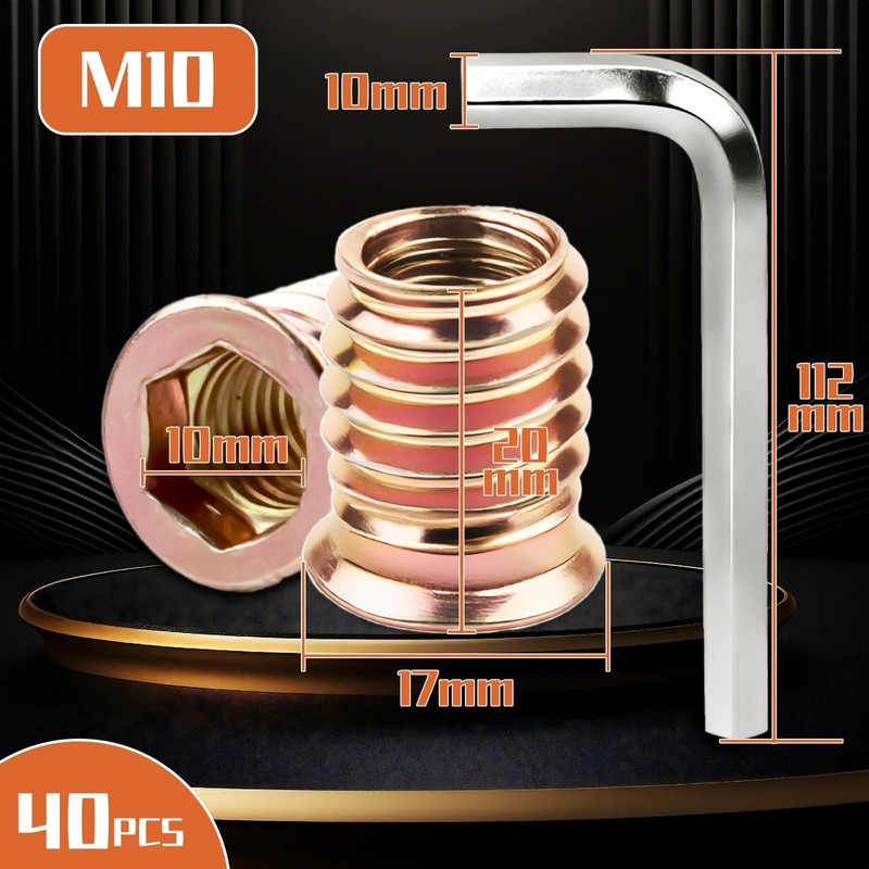 TXXATX Pack of 40 Screw-in Nuts M10 x 20 mm
