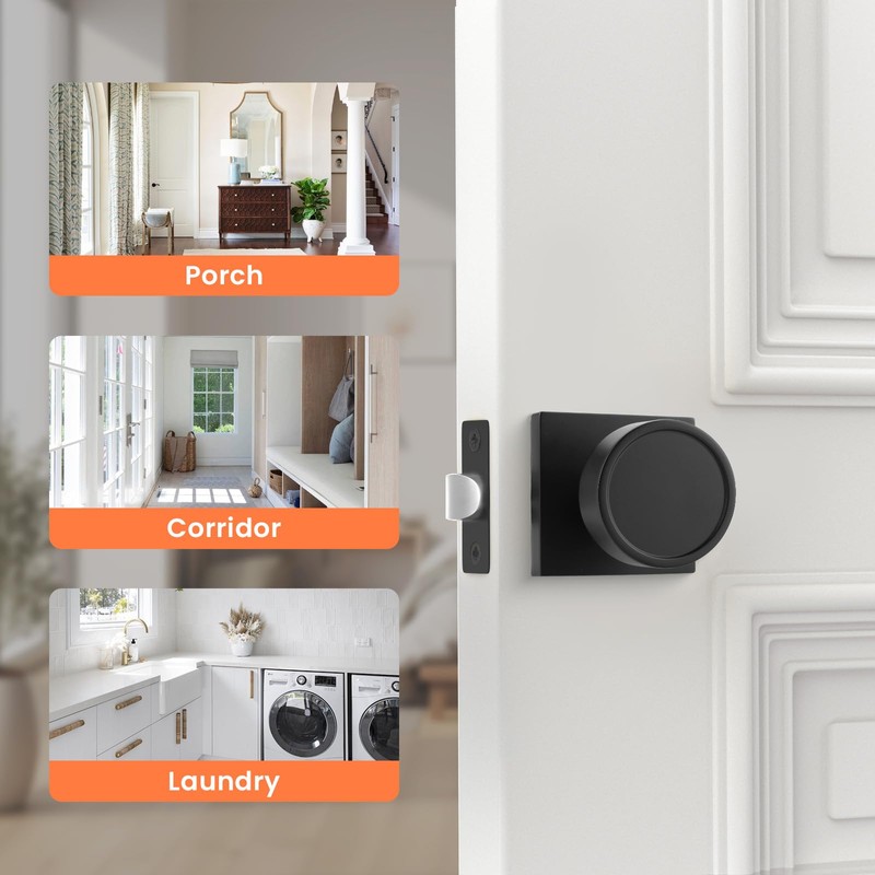 Haidms Black Passage Door Knobs Interior, Heavy Duty Round No