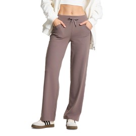 Yogipace Petite Women's Loose Fit Wide Leg Yoga Pants Drawstring Lightweight Sweatpants with Pockets,29",Taupe,Size XXL