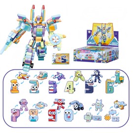 QMEAKMONY 12-in-1 Number & Mech Warrior Building Blocks Set, STEM Educational Kit with Digital Transformation & Giant Robot Combo, Creative Construction Toy for Enthusiasts