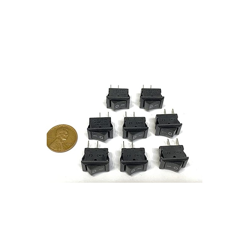 8 Pieces Black Rocker switch 15mm x 10mm 6a 2pin