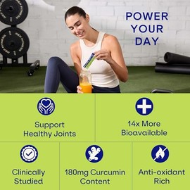 Blueshift Mezcla de cúrcuma y cítricos: sobres de cúrcuma en polvo para agua, suplemento de curcumina de cúrcuma, mezcla de bebida sin azúcar para una