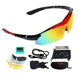 V VILISUN Cycling Glasses Sports Glasses Sunglasses with UV400 5 Interchangeable Lenses Including Black Polarised Lens for Outdoor Activities such as Cycling Running Climbing Driving Running Fishing Golf Unisex
