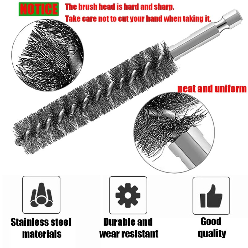 6-Pack Bore Brush Set Stainless Steel Wire Brush Bore Cleaning