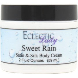 Eclectic Lady Sweet Rain Satin and Silk Cream, Body Cream, Body Lotion, 2 oz - Shea Butter, Aloe, Silk Amino Acids, Vitamin E, Phthalate-Free, Handcrafted in USA - Perfect For Women