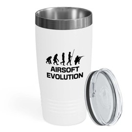 Flairy Land Airsoft White Edition Tumbler 20oz - Airsoft Evolution - Gameplay Tactical With Boys Boyfriend Dad Friend For Player Paintball Competition Sport Hobbies