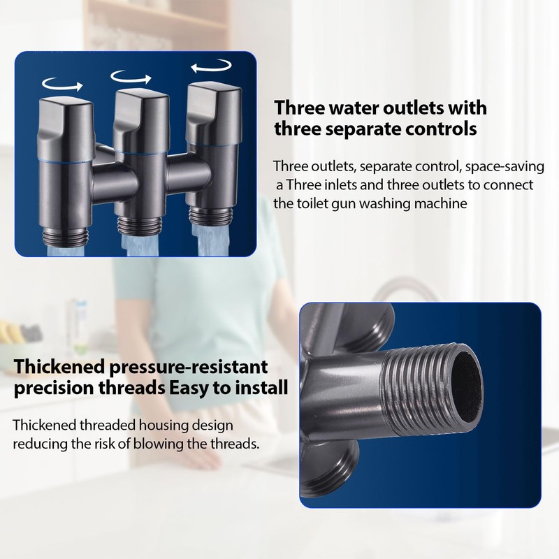 3-Way Water Changer Control Valve, 4 Point Thread Interface (1/2