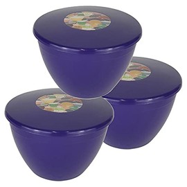 3 Pack Plastic Pudding Bowls with Lids Purple 1.5 Pint (Medium - Large)