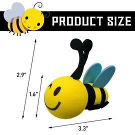 Gasedin Bee Car Antenna Toppers, Automotive Roof Lovely Face Bumble Bee Antenna Balls Stickers Decor, EVA Funny Cute Honey Bee Antenna Hat for Vehicles, Universal Car Accessories (Blue, Blink)