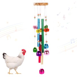 Gosknor Chicken Toy, Enrichment Toy, Wind Chime, Colourful Art Hanging Decoration with Bell, Funny Chicken Coop Accessories for Birds, Parrots, Parakeets, Budgies, Lovebirds