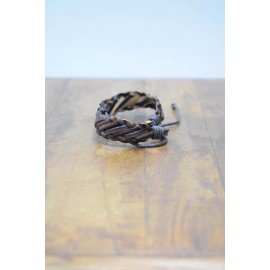 Unbranded Bracelet Leather Brown Black Flat Woven Tie Bracelet