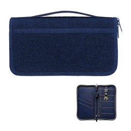 Family Passport Holder Travel Wallet, Portable Travel Document Holder, Women's & Men's Wallets, Card Cases & Money Organisers, Suitable for ID Cards, Credit Cards, Airline Tickets, and Cash, Navy Blue