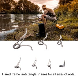 VBESTLIFE Fishing Guide Ring, 7 Sizes Steel Ceramic Double Legs Fishing Rod Guide Rings for Freshwater Saltwater Rods