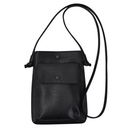 mignon act0008 Shoulder Bag, Smartphone Shoulder Bag, Cross-body Leather, Lightweight, Small, Simple, Mini Bag, Mobile Shoulder Sub Bag, Black