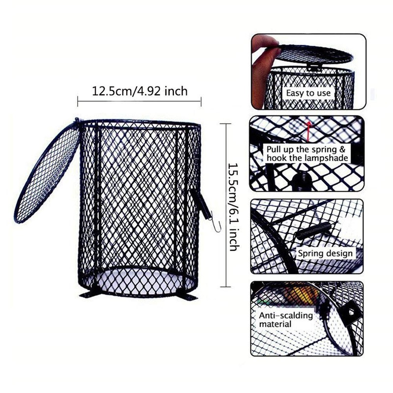 Heater guard Reptile Heating Lamp Shade Anti-Scald Cylindrical with Screws